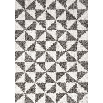Alcudia Geometric Shag Beige/Dark Gray 8'x10' Area Rug