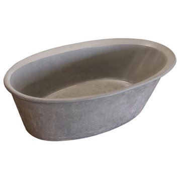 Concrete Soaking Tub, Gentle Gray, 65''