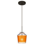 Besa Lighting - Besa Lighting 1XT-PIC6GD-BR Pica 6 - One Light Cord Pendant with Flat Canopy - Pica 6 is a compact tapered glass with a broad angPica 6 One Light Cor Bronze Gold Sand Gla *UL Approved: YES Energy Star Qualified: n/a ADA Certified: n/a  *Number of Lights: Lamp: 1-*Wattage:50w GY6.35 Bi-pin bulb(s) *Bulb Included:Yes *Bulb Type:GY6.35 Bi-pin *Finish Type:Bronze