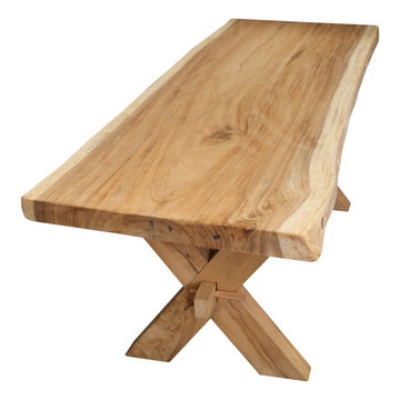Single Slab Live Edge Seneca Natural X Base Solid Wood Dining Table