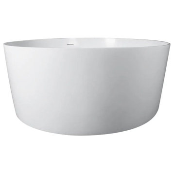 Solid Surface Resin Stone Freestanding Bathtub, Matte White, 55.5 in. X 55.5 in.