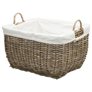 Rattan Kobo Rectangular Laundry Basket With Liner, Gray