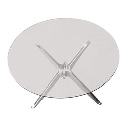 YumanMod - TETRIS 55.1" Round Table With Glass Top and Satinated Steel Base - Dining Tables