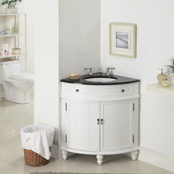 24 inch Corner Antique Bathroom Vanity White Wood Finish - Bathroom Vanities And Sink Consoles