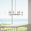 Large Chrome 6-Light Hanging Chandelier, Silver Industrial Modern Farmhouse