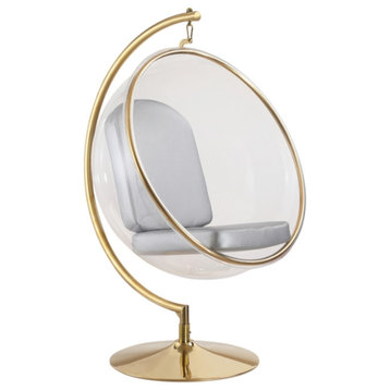 Bubble Chair With Stand, Gold/Silver