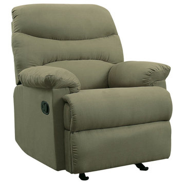 Benzara BM280250 Deby 35" Recliner, Foam Cushioned Seat, Microfiber, Sage Green