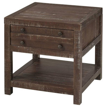 Crafters and Weavers Emery Rustic 1 Drawer End Table