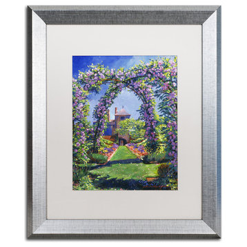 David Lloyd Glover 'English Rose Arbor' Art, Silver Frame, 16"x20", White Matte