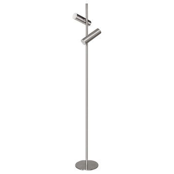 Satin Chrome Modern Floor Lamp With Frosted Acrylic