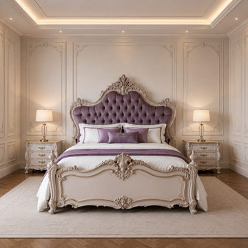 Handcrafted Solid Teak Wood Bed | French Provincial Luxury Bedroom Furniture