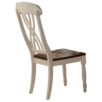 ACME Dylan Wooden Dining Side Chair in Buttermilk and Oak Set of 2