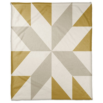 Yellow Gray Barn Star 50x60 Coral Fleece Blanket