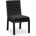 Meridian Furniture - Evelyn Upholstered Dining Chair, Black, Velvet, Black Finish - Transform your dining area with the Evelyn dining chair, featuring luxurious black velvet upholstery. Supported by rich black solid ash wood legs and detailed with deep channel tufting, this chair exudes both durability and opulence. The 460 GSM velvet offers a sumptuous texture, while the contemporary design ensures it makes a striking addition to any space. This chair seamlessly blends style and comfort, perfect for creating a refined dining experience.