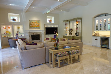 This is an example of a contemporary family room in Philadelphia.