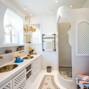 A Luxury Washroom with Gold Accents