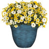 Classic Home and Garden Honeysuckle Resin Flower Pot Planter, Blue Jean, 13"