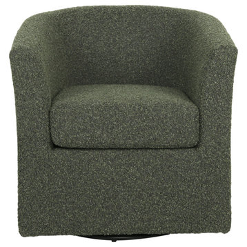 GDF Studio Corley Faux Leather Swivel Club Chair, Sage Green + Black, Fabric