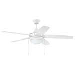 Craftmade - 52" Energy Star Ceiling Fan in White with Blades and Light Kit (EPHA52W5) - Craftmade (EPHA52W5) Modern Style Phaze Energy Star Collection 52" Energy Star Ceiling Fan In White With Bowl Shaped Frost White Acrylic Shade(s). (Shade(s) included: Yes.) Energy saving, 3-speed reversible DC motor. 6" downrod (included). New 80% transmittance polycarbonate lens. Optional lens cover sold separately. Mounting Method: Dual Mount (Flat or Angled Ceiling). Mounting Location: Dry. Blade Data: 5 White 22.32 Inch Blades (Included). Reversible Blades: No. Motor Speeds: 3. Light Bulb Data: 2 E26 8 Watt. Dimmable: No. Bulb Included: Yes.