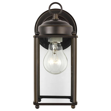 Sea Gull New Castle Large 1 Light Outdoor Wall Lantern, Bronze/Clear
