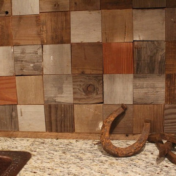 Treated Reclaimed Wood Backsplash