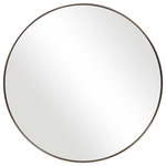 Uttermost - Uttermost Coulson Modern Round Mirror - Showcasing A Clean Modern Look, This Round Mirror Features A Deep Profile Iron Frame With An Antique Brushed Brass Finish.