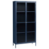 75" Contemporary Glass & Metal Display Cabinet in Blue