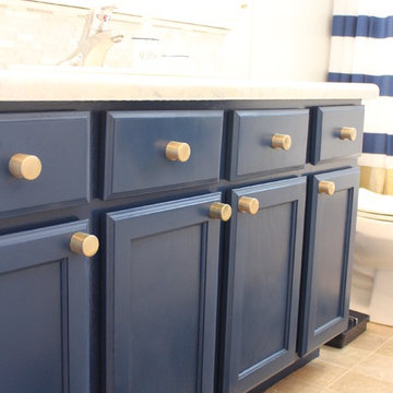 Modern Bathroom blue cabinets