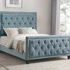 Upholstered Tufted Blue King Bed