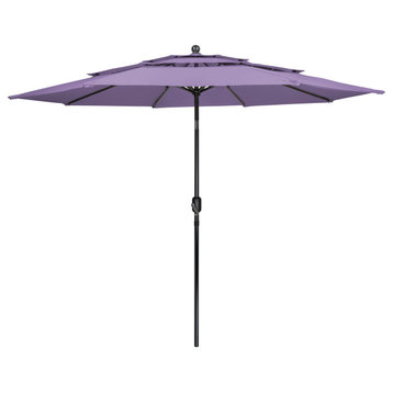 9.75ft Outdoor Patio Market Umbrella with Hand Crank and Tilt Purple