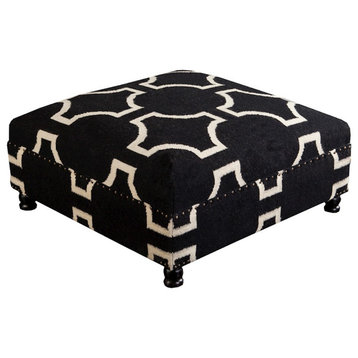 Surya Furniture Ottoman, Black, Beige