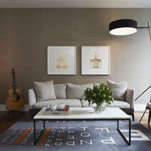 grass cloth accent living room