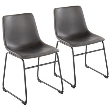 Duke Side Chair, Set of 2, Black Steel, Gray Pu