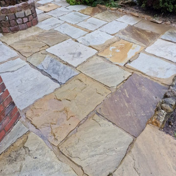 Blackspot-Stained Grubby Sandstone Patio Restored in Caistor