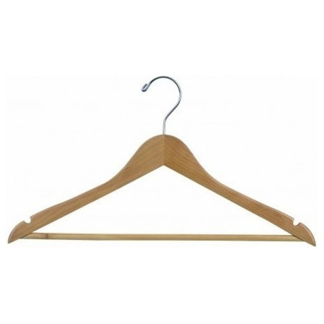 Wooden Suit Hanger, Natural/Chrome Finish, Box of 100