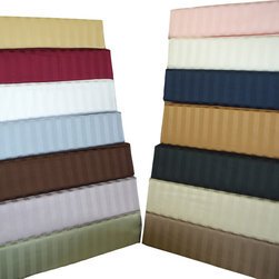 Royal Tradition - 300 TC 100% Cotton Damask Stripe Sheet Set - Sheet And Pillowcase Sets