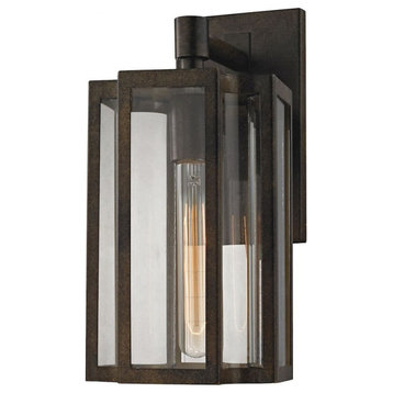 Transitional Rectangular One Light Outdoor Wall Mount Slender Lines and Exposed