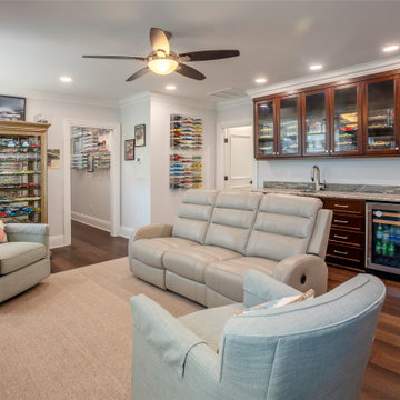 Refined Family Room with Custom Cabinetry and Cozy Ambiance