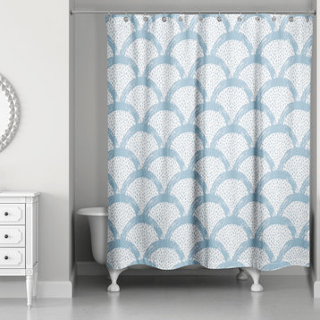 Blue Scallops 71x74 Shower Curtain