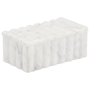 Marble, 7X3" Ridged Box, White