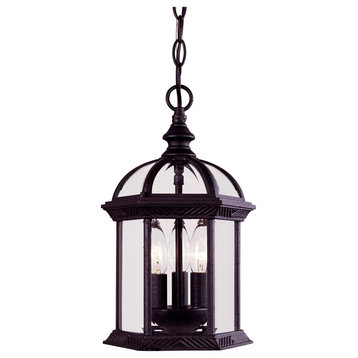 Kensington Hanging Lantern, Textured Black, 13.75"