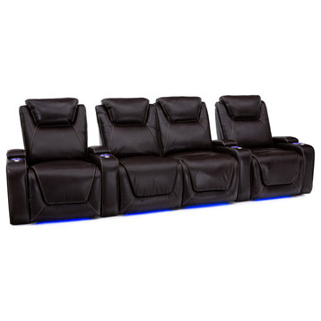 Seatcraft Pantheon Home Theater Seating, Brown, Row of 4 With Loveseat