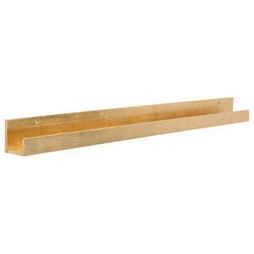 Levie Wooden Picture Ledge Wall Shelf, Gold 42