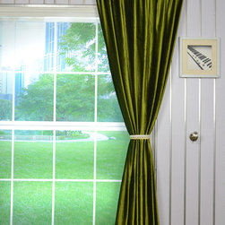 Hotham Green and Blue Plain Ready Made Velvet Curtains and Fabrics Dark Moss Gre - Curtains