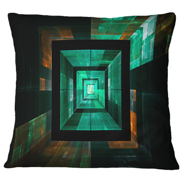 Deep Green Infinite Cube Contemporary Throw Pillow, 18"x18"