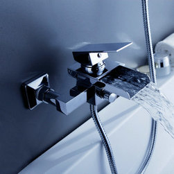 Contemporary Single Handle Wall Mount Waterfall Tub Faucet T0510W - Bathtub Faucets