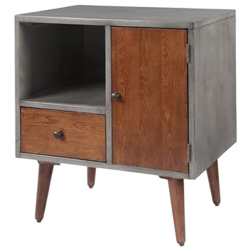 Rustic Farmhouse Nightstand, Side Cabinet and Plenty Storage Space, Gray/Brown