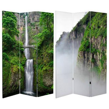 6' Tall Double Sided Mountaintop Waterfall Canvas Room Divider