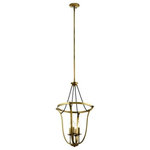 Kichler - Large Foyer Pendant 4-Light - With elegant curves, fabric covered rope detail and white linen shades the 4-light foyer pendant with Natural Brass finish from the Thisbe(TM) collection is far from your common classic style. in.,