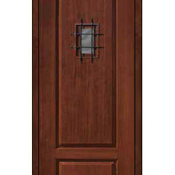 External Single Door 96 Fiberglass Rustic 2 Panel Solid 6266 - Front Doors